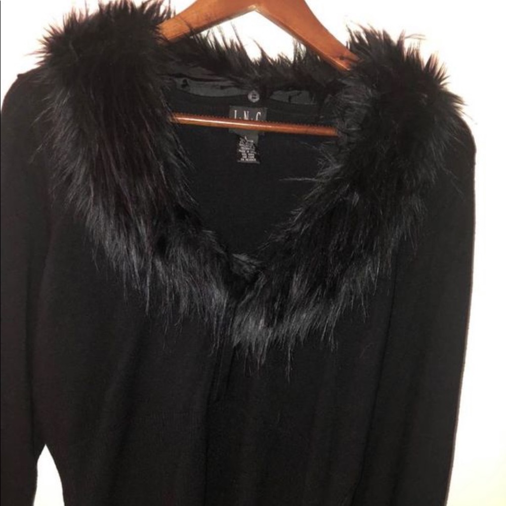 Black new sweater with fur from INC